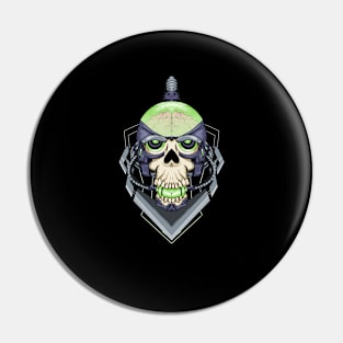 Green Skull Mecha Pin