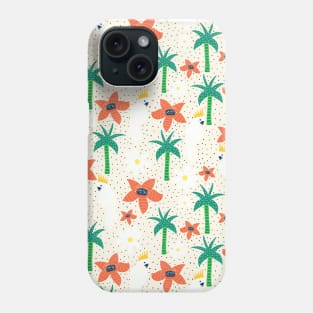 Exotic Cockatoo Bird Between Palm Trees And Flowers Phone Case