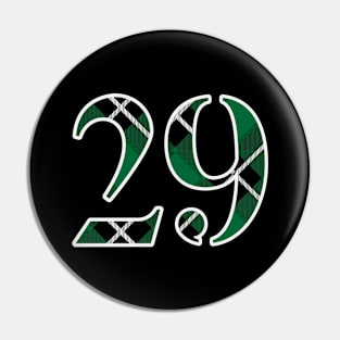 29 Sports Jersey Number Green Black Flannel Pin