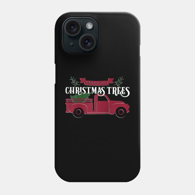 Fresh Cut Christmas Trees - Vintage Pick up truck - Raglan Baseball Phone Case by Origami Fashion