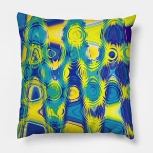 Yellow And Blue Abstract Art Pillow