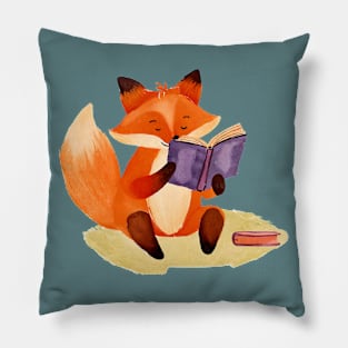 Fox Reading a Book Pillow