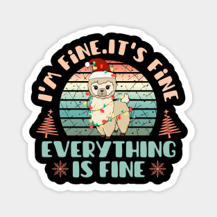 I'm fine.It's fine. Everything is fine.Merry Christmas  funny lama and Сhristmas garland Magnet