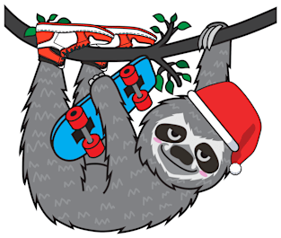 Sloth Skater Xmas Magnet