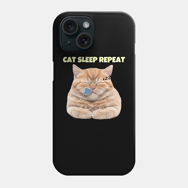 Cat Sleep Repeat Phone Case by TayaDesign