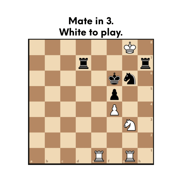 Chess puzzle sticker and magnet. Mate in 3. White to play. by chessmate