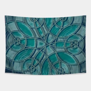 Flower Of Life Blue Green Tapestry