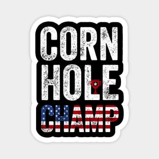 Cornhole Champ Funny Toss Bean Bag Game USA flag Cornhole Magnet