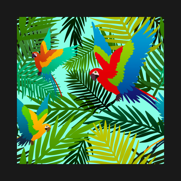 Tropical Parrot Pattern by Kelly Louise Art