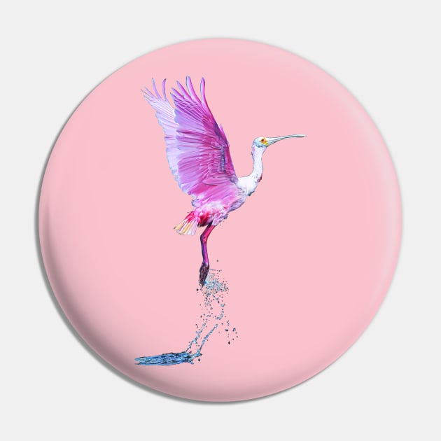 Serenity in Flight: Rosette Spoonbill Graphic Print – Captivating Nature Art for Your Space Pin by LastViewGallery