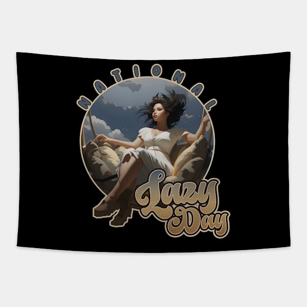 Happy National Lazy Day Swing Girl Tapestry by DanielLiamGill