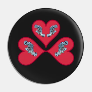 Cute motif of a fish | Small fish in a red heart | | Black Background | Pin