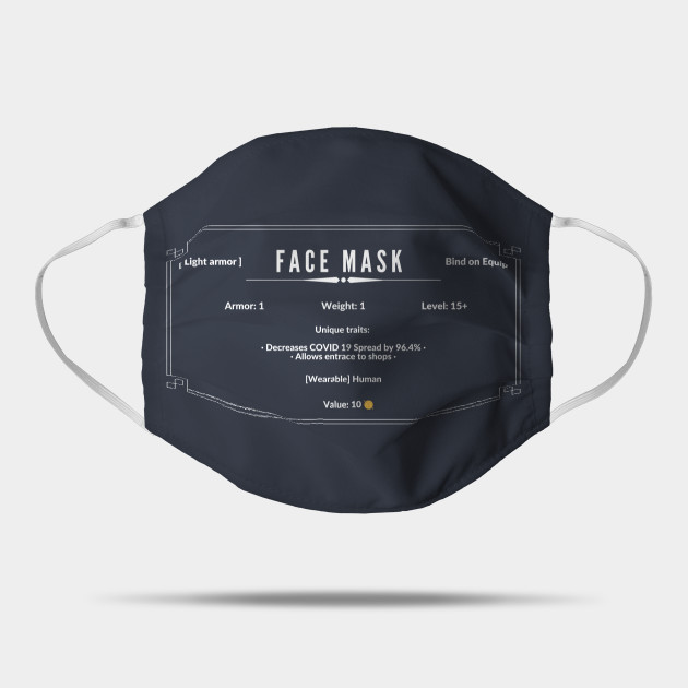 Rpg Item Description Covid 19 Face Mask With Stats Elder Scrolls Maske Teepublic De