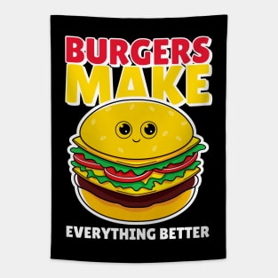 FUNNY Food Burger Time Quote Tapestry