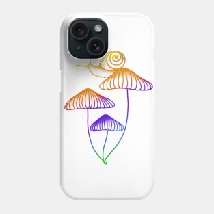 Rainbow Snail Sitting on Mushrooms Phone Case