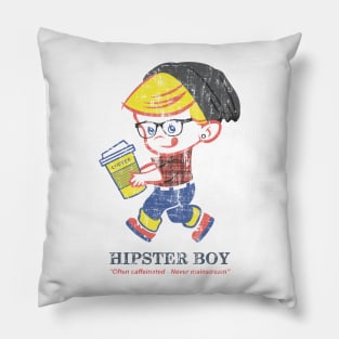 Hipster Boy distressed vintage - Parody illustration Pillow