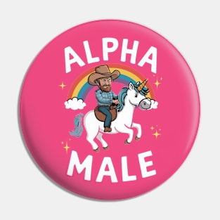 Alpha Male Funny Unicorn Rainbow Gift Fathers Day Gay Man LGBT Pride Cowboy Pin