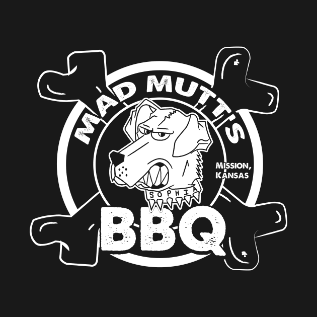 Mad Mutt's BBQ white logo by nigh designs