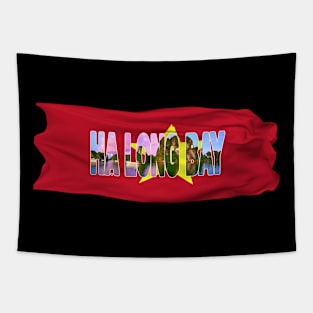 HA LONG BAY - Vietnam with Flag Tapestry