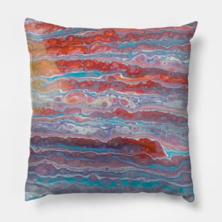 sunset acrylic fluid art Pillow