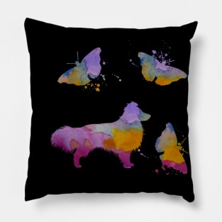 Shetland Sheepdog Art, Sheltie, Dog Painting, Colorful Butterflies Pillow