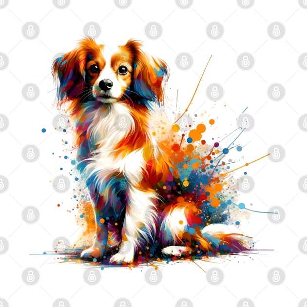 Vibrant Splashed Paint Nederlandse Kooikerhondje Portrait by ArtRUs