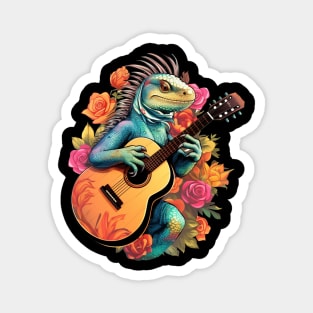 Iguana With Acoustic Guitar Magnet