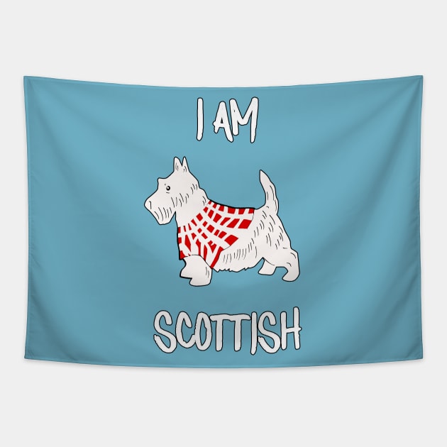 Scottish Terrier White Tapestry by SandraKC