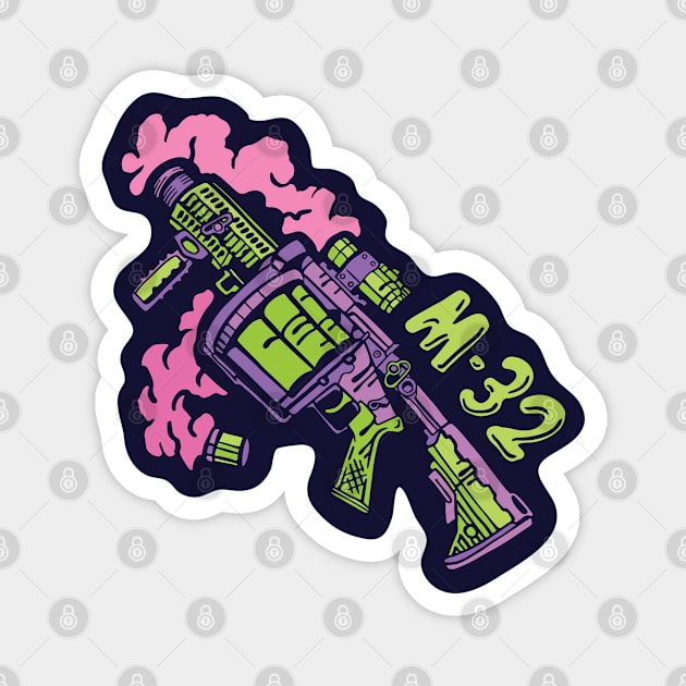 M32 Neon Grenade Launcher Magnet by Cofefe Studio