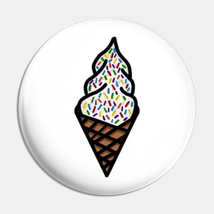 Rainbow Sprinkle Vanilla Ice Cream Cone Pin