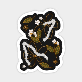Jasmine Flower Hair Garland Gajra Pattern On Black Background Magnet