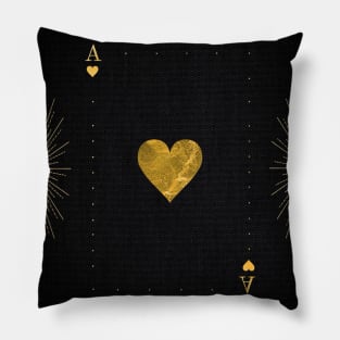 Ace of Hearts - Golden cards Pillow