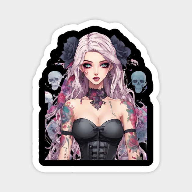 Ethereal Despair Heart of an Emo Goth Anime Girl Magnet by animegirlnft