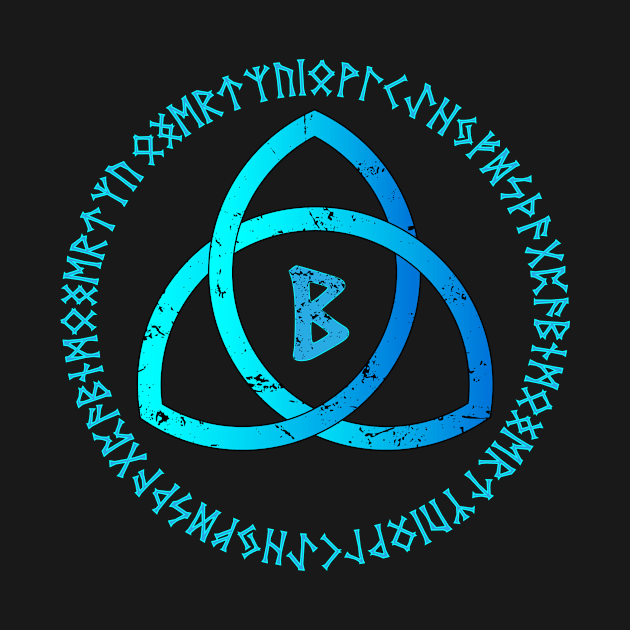 Blue Nordic rune circle and Berkana rune by opooqodesign