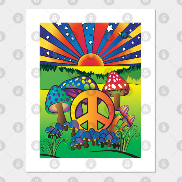 Psychedelic Mushrooms With Peace Sign Shrooms Psychedelic