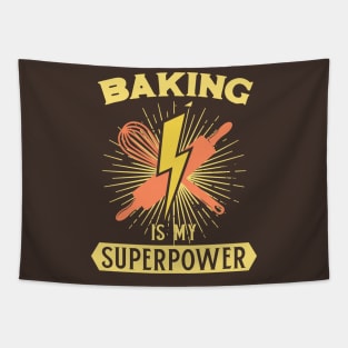 Baking is my Superpower - Baker Christmas Bakery Inspirational Quote Tapestry