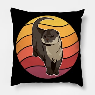 Sea Otter Retro Sunset Otter Pillow