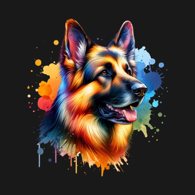 Bright Watercolor German Shepherd by From Broken To Blooming