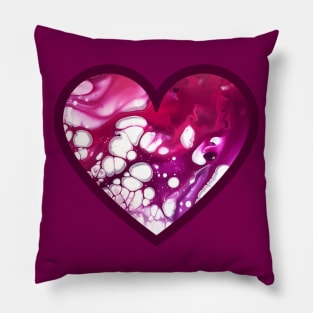 Maroon/Pink Paint Pour Heart Pillow