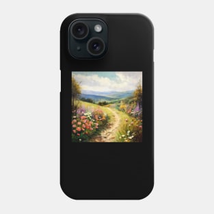 Flowering picture of a path in a field Phone Case