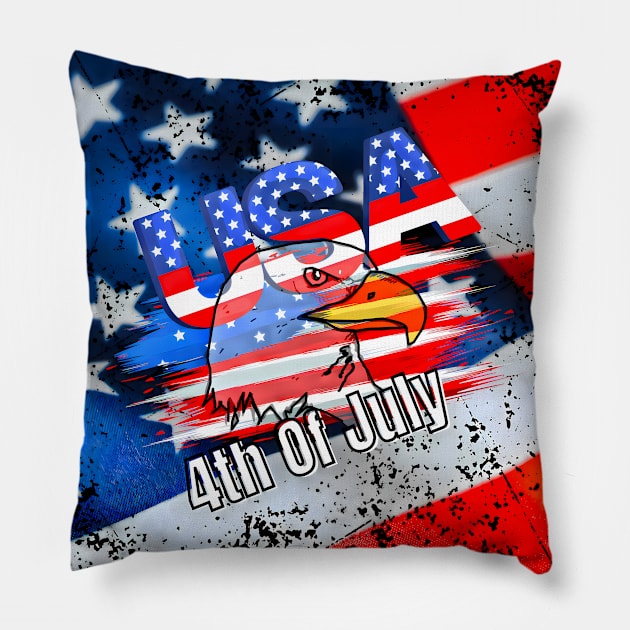 Usa 4th of july Pillow by UMF - Fwo Faces Frog