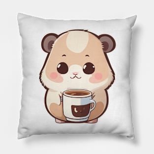 Cute hamster with coffee Pillow