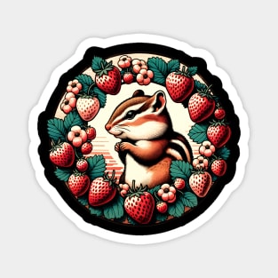 Chipmunk Strawberry Magnet