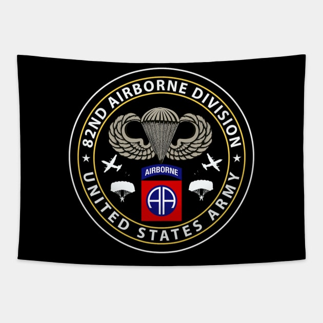 82nd Airborne Division - Parachutist Wings Circle - Veterans Day Gift Tapestry by floridadori