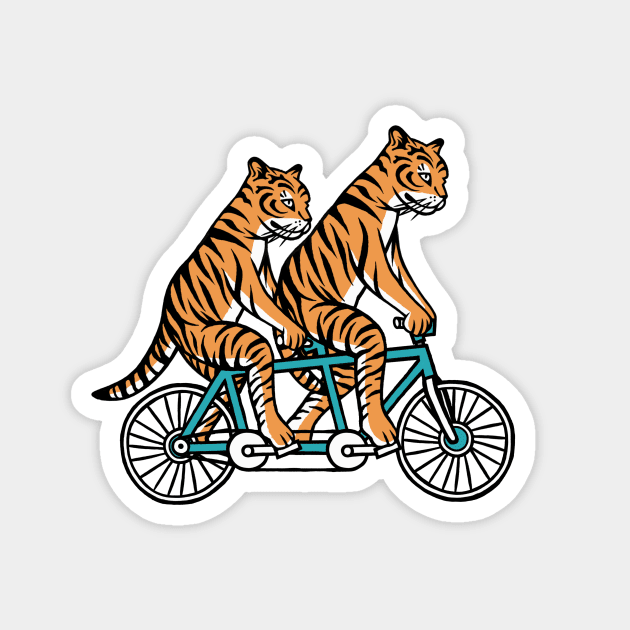 Tandem Tigers Magnet by ElectricCatnip