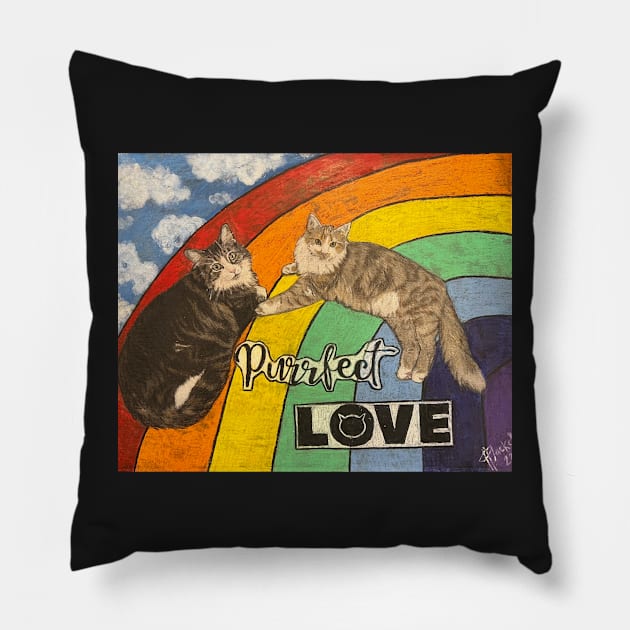 Purrrfect love Pillow by Artladyjen