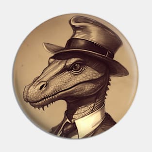 Cool Dragon in Suit and Hat Pin