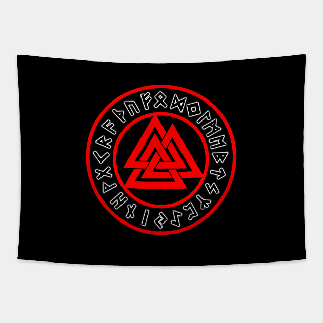 Triscalion Circle Red White Runes Tapestry by Korvus78