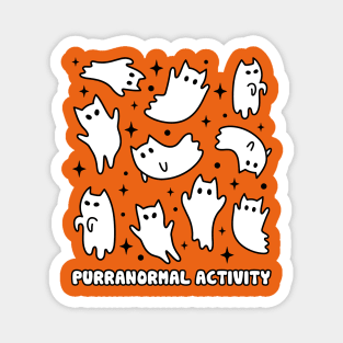 Cute Kawaii Ghost Cats Halloween Purranormal Activity Orange Magnet