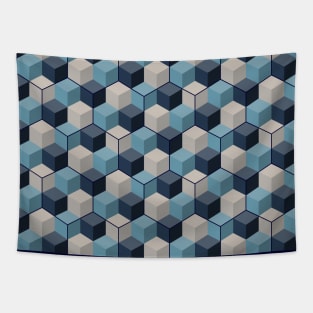 Cubes and Hexagons (Cool) Tapestry
